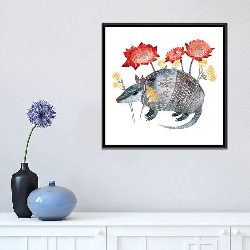 «Armadillo», impression sur toile tendue, H 18 po x l 18 po x P 1,5 po, Toile encadrée noire, Pas de tapis