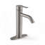 Robinet pour salle de bain à poignée simple en nickel brossé avec bonde escamotable