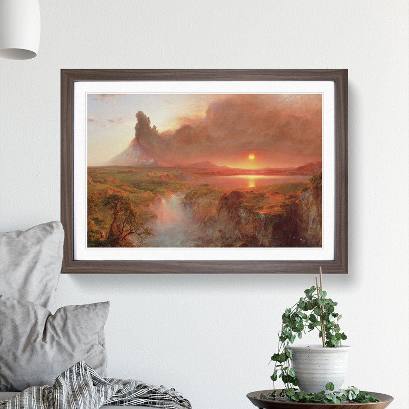 Cotopaxi Sunset by Frederic Edwin Church - Picture Frame Painting, 48cm H x 65cm W x 2cm D, Walnut Framed