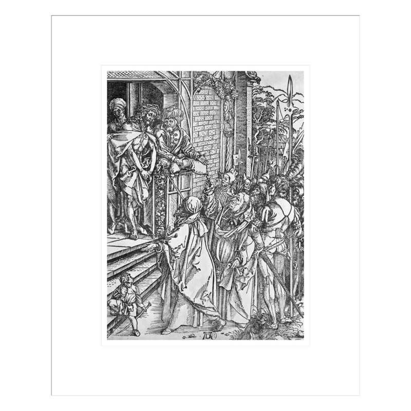 Le Christ présenté aux gens (gravure sur bois) (photo en noir et blanc) par Albrecht Dürer - Impression Giclée encadrée