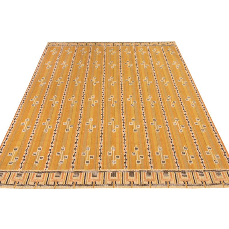 Scandinavian Hand Knotted Wool Geometric Area Rug, Rectangle 6' x 9'