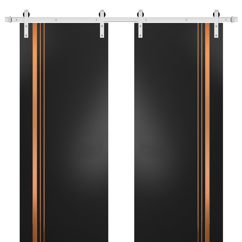 Portes françaises en bois manufacturé 1010, Noir mat, 84 po x 80 po