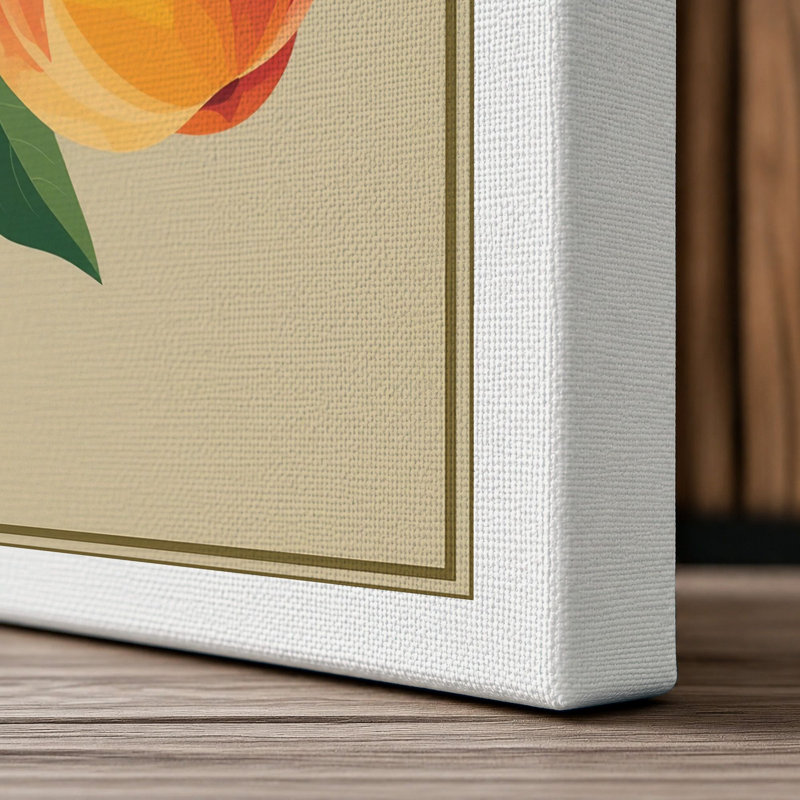 Peaches and Leaves Botanical - Wrapped Canvas, 30x20 - 76.2 x 50.8 cm, White Border