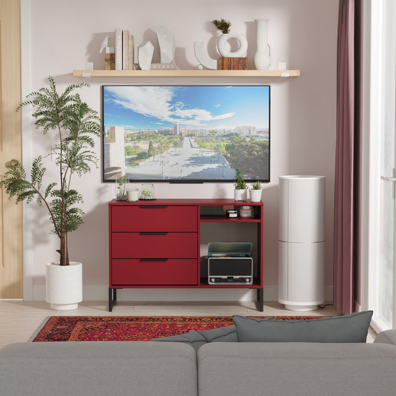 Suhanth 3 Drawer TV Unit, Red