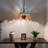 Bacus Tiffany Pendant Lights Fixture Plug in Stained Glass Rose Flowers LED Bulbs 16" W*16" D*75" H-2002106862