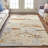Casual Abstract, Ivory/Blue/Brown Area Rug-291872918