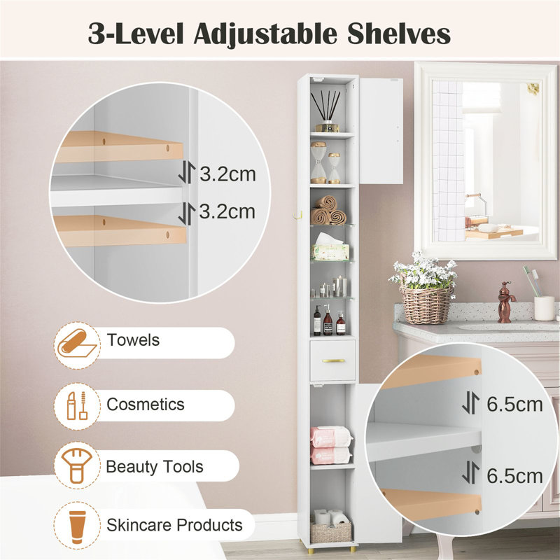 Freestanding Linen Cabinet, White