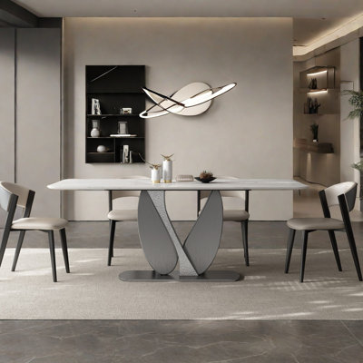 Modern Rectangular Faux Marble Dining Table