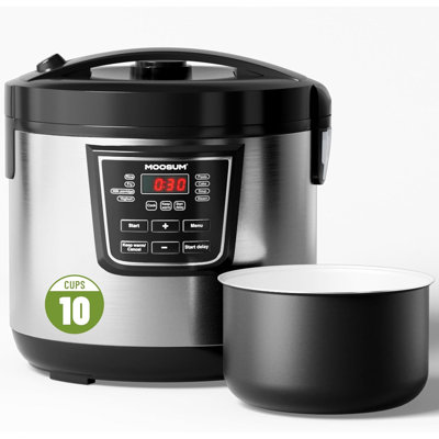 Cuiseur à riz 20 tasses (10 tasses non cuites) avec 8 fonctions, marmite en céramique pour cuisson saine, couvercle intérieur amovible avec cuiseur à vapeur,