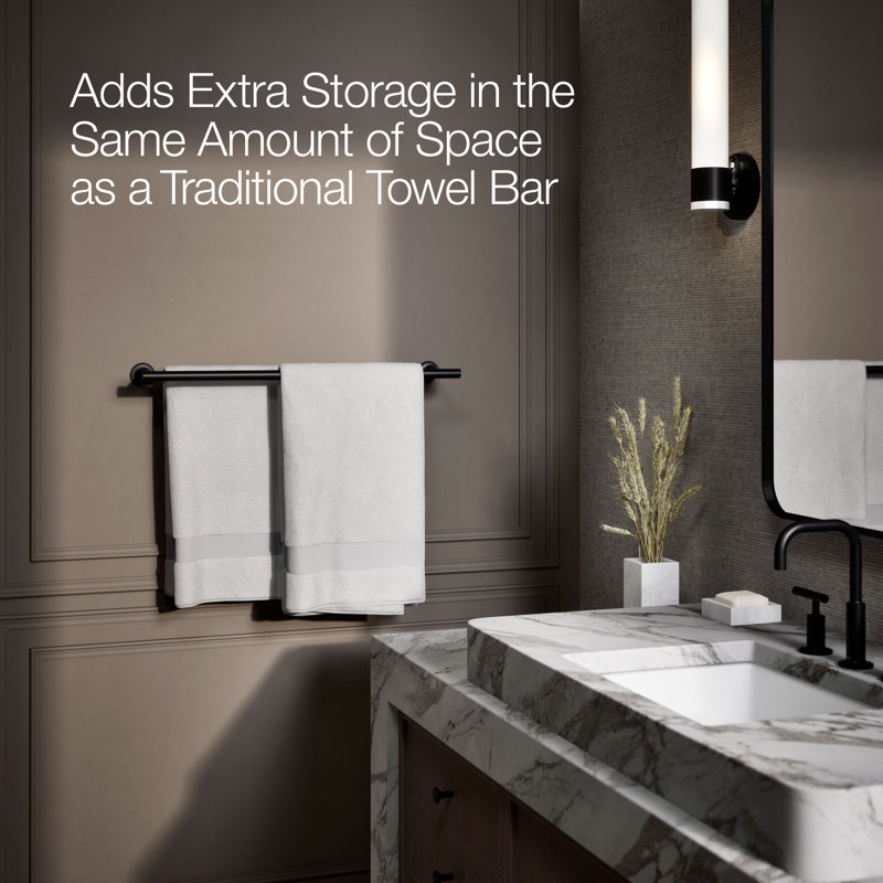 Purist® Double 24" Wall Mounted Towel Bar, Matte Black
