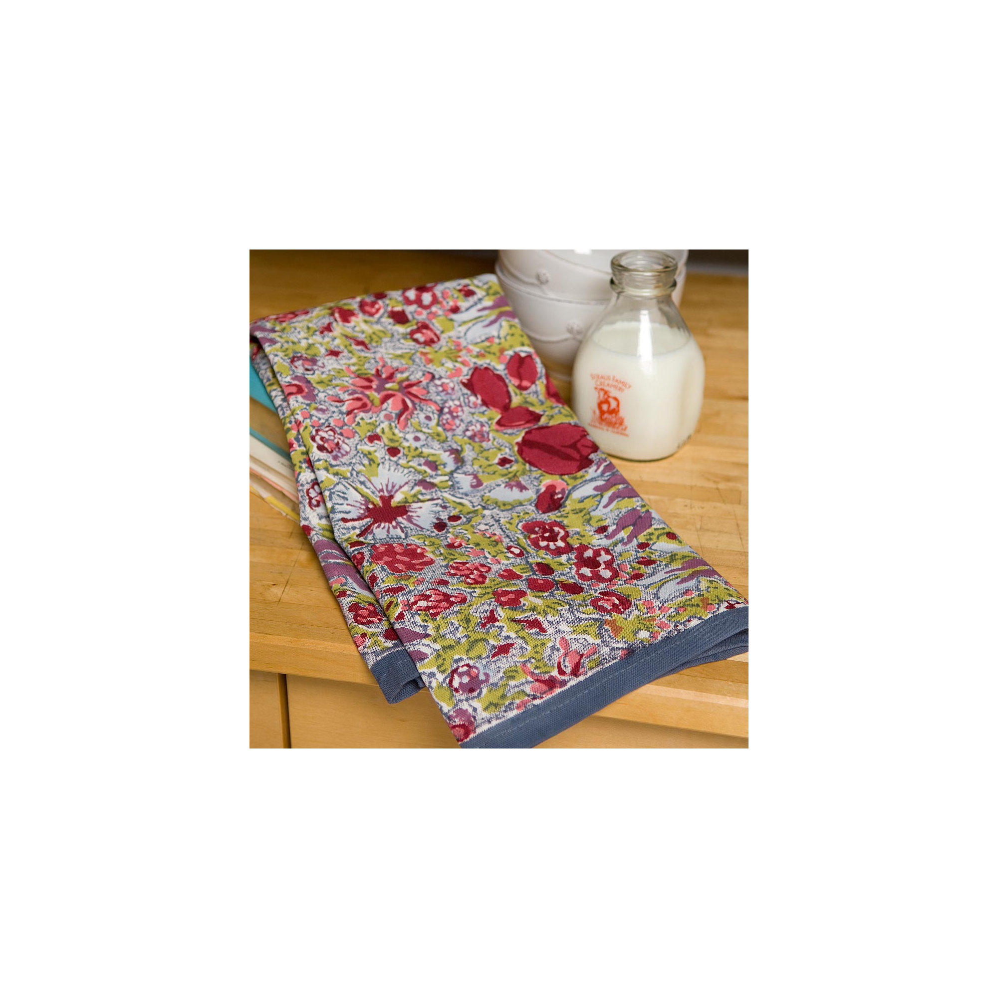Sorene Floral Tea Towel Kitchen Towel, Red/Grey