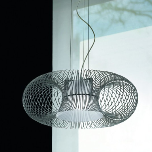 Luminaire suspendu géométrique 1 lumières simple Spring, Transparent, Chrome