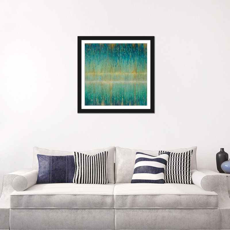 «Rain Rain Abstract I», reproduction d'art sur toile tendue, H 24 po x l 24 po x P 1 po, Papier d'art encadré noir, Blanc