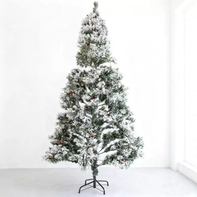 Arbre de Noël artificiel enneigé 6 pi avec sapin de Noël complet et réaliste