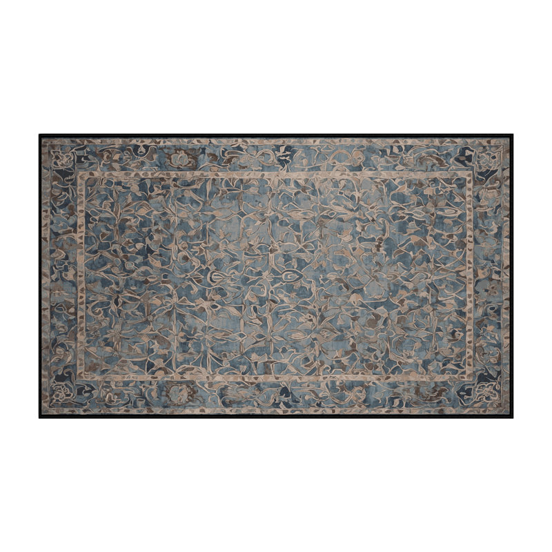 Machine Washable Gray Area Rug, Rectangle 7' x 9'