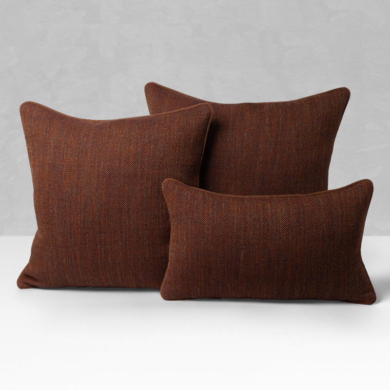 Ember Weave Earth-Toned Dimensional Indoor & Outdoor Woven Accent Pillow & Insert, Square 22"