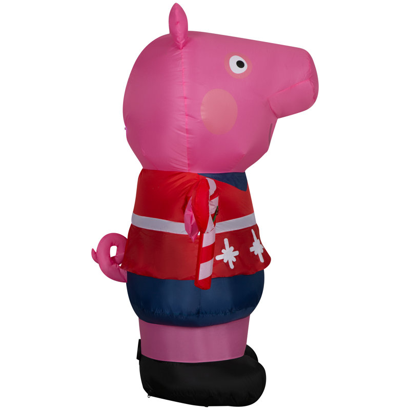 Christmas Inflatable Peppa Pig in Red Holiday Sweater