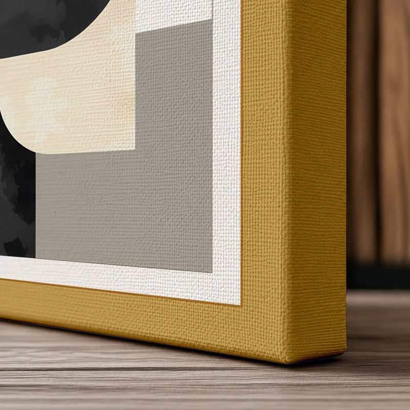Abstract Geometry Minimalist - Wrapped Canvas, 36x24 - 91.4 x 61.0 cm, Ochre Border