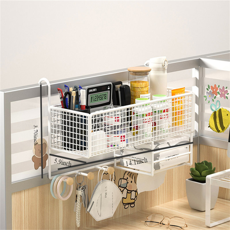 Organisateur de bureau en filet Dashiah, Blanc