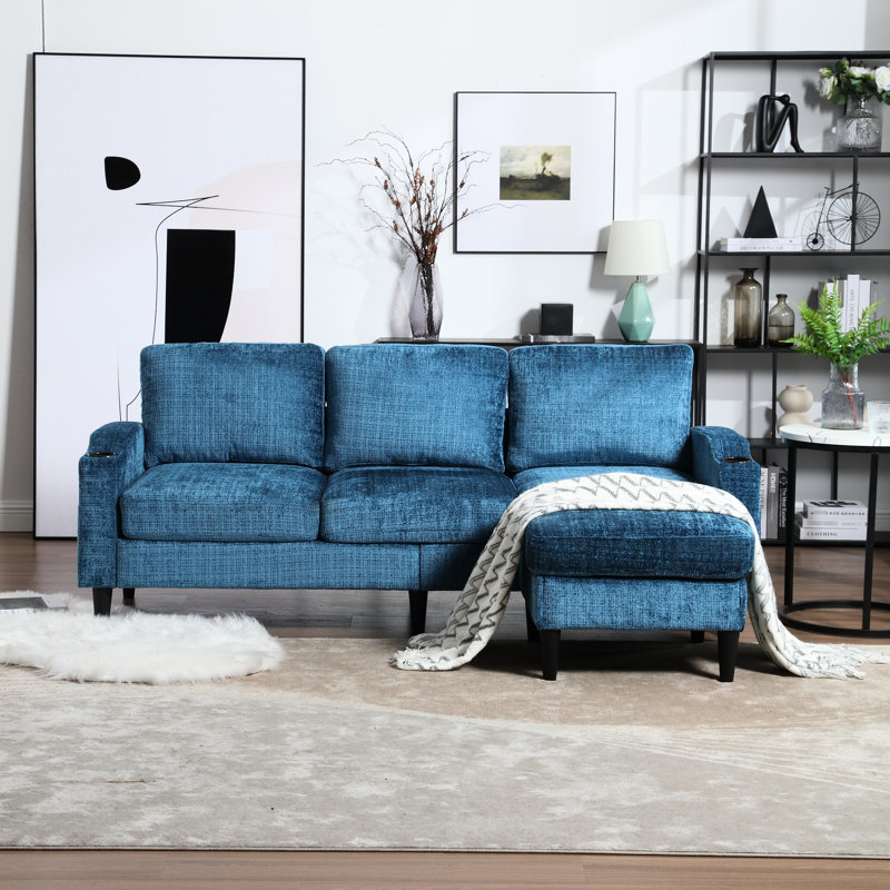 Canapé modulaire confortable avec chenille et rangement relaxant avec porte-gobelets modernes