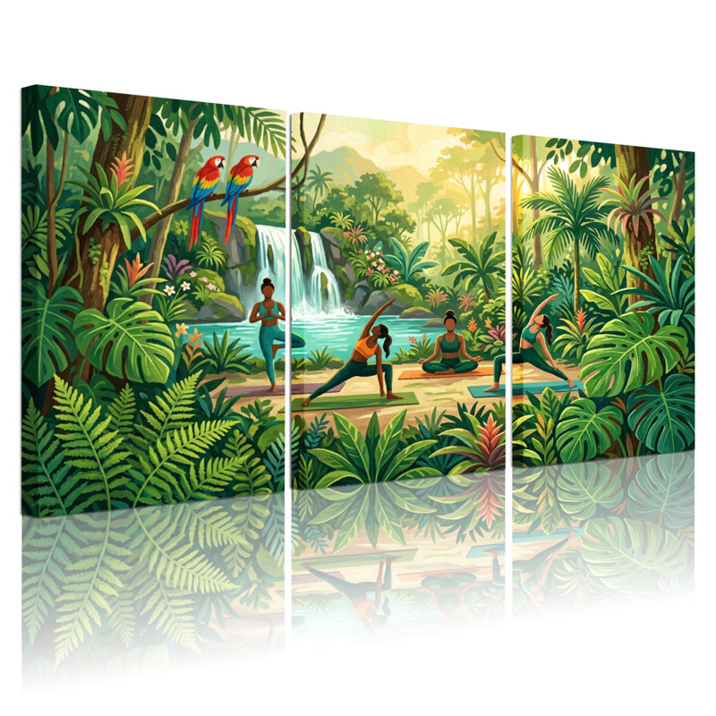 Tropical Yoga Art, ensemble de 3 reproductions d'art sur toile tendue sur toile pour salon, chambre à coucher, décoration intérieure