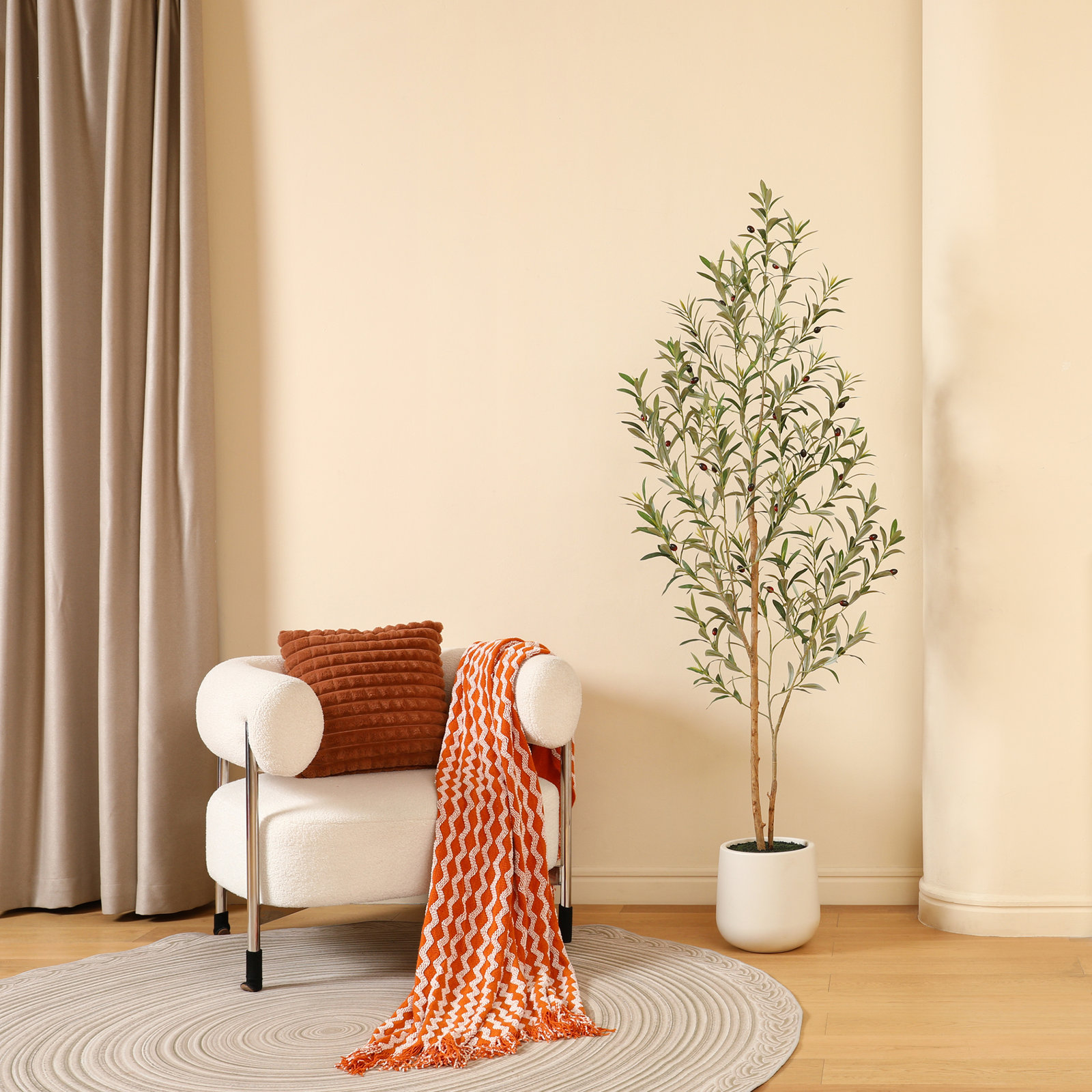Adcock Olive Tree in Pot, 72" H x 24" W x 24" D