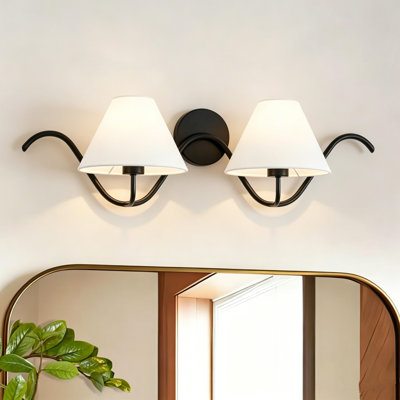 2 - Linen Light Shade Wall Light
