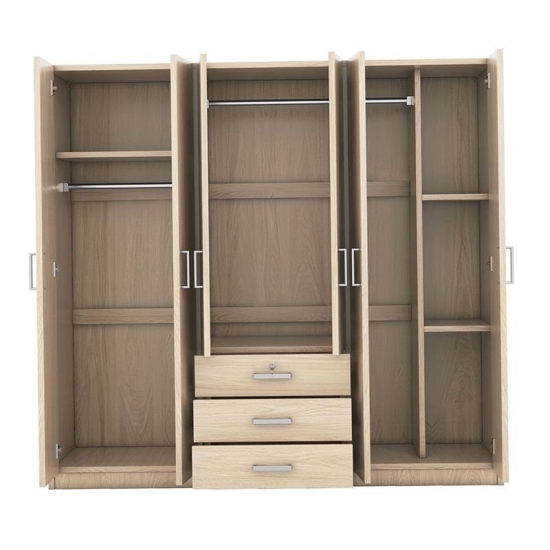 Armoire de chambre 6 portes grise, Brun