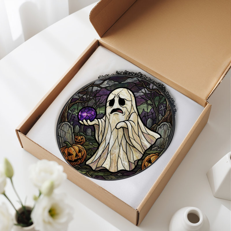 Vitrail de fenêtre 12 "H Ghostly Halloween