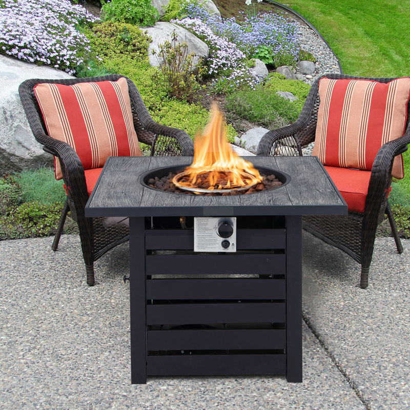 Square Steel Propane Smokeless Fire Pit Table with Hidden Fuel Tank