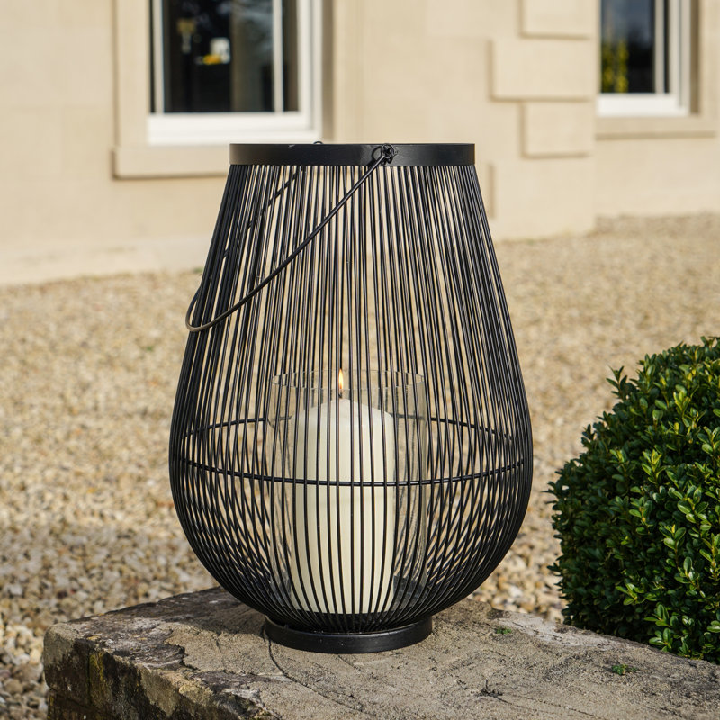 Metal Tabletop Lantern, 46cm H x 35.5cm W x 35.5cm D