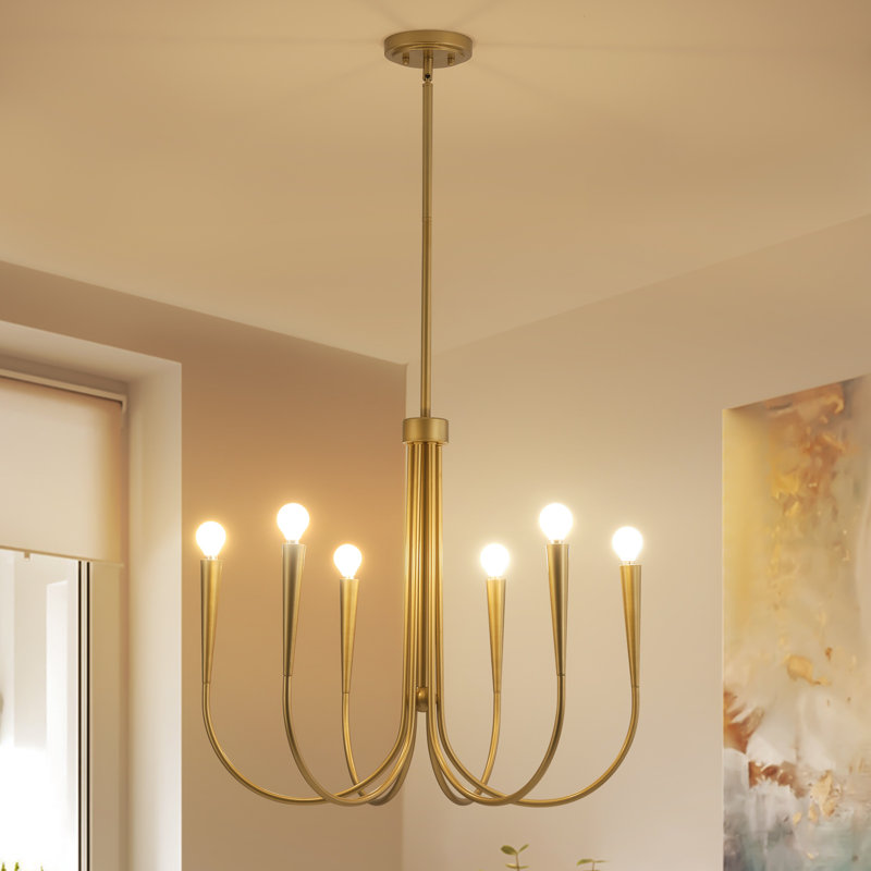 Lustre de style bougie traditionnel / classique à 6 lumières à intensité variable Nyanna, Doré