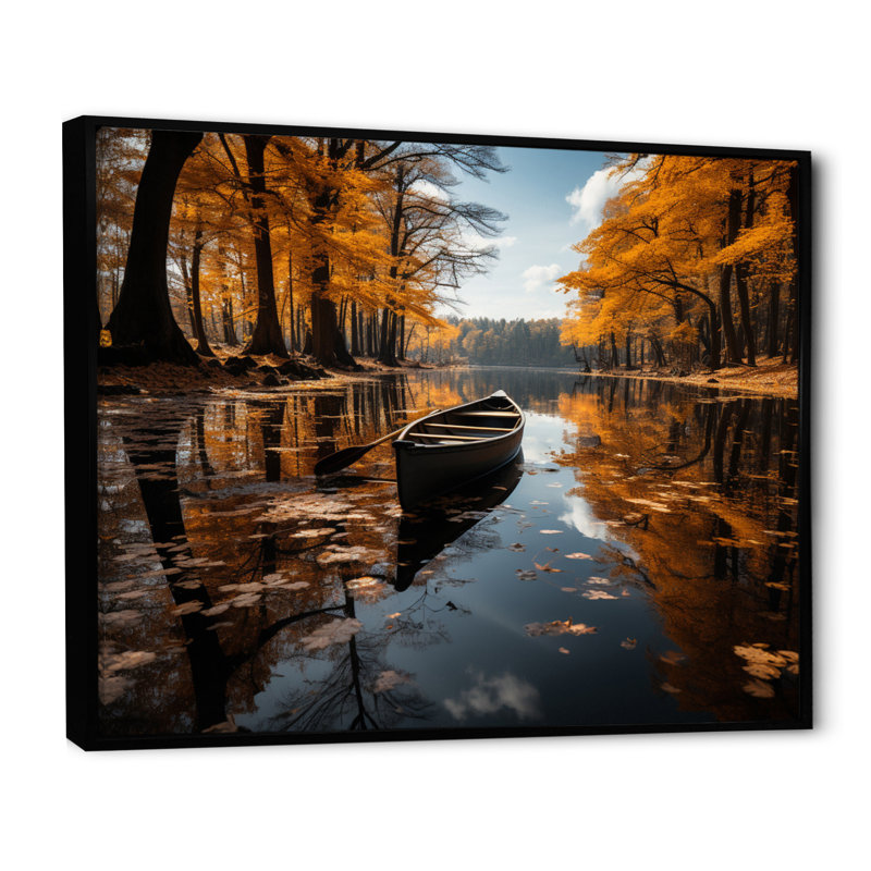 Bergeman Golden Lake Forest - reproduction, H 16 po x l 32 po x P 1 po, Cadre flottant noir