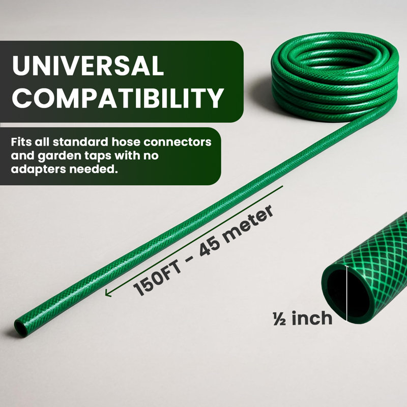 Mantraraj 15m (50ft) Heavy-duty Pvc Reinforced Garden Hose Pipe Set With Spray Nozzles Fittings, 45M