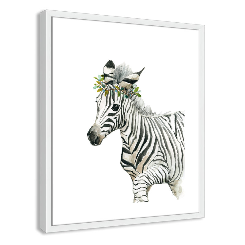 «Savannah Zebra», art encadré, H 25,5 po x l 21,5 po x P 1,18 po, Cadre blanc