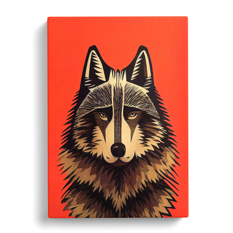 CAN-V0523-2914X Wolf Mid Century Vol.2 - Wrapped Canvas Print, 50cm H x 35cm W