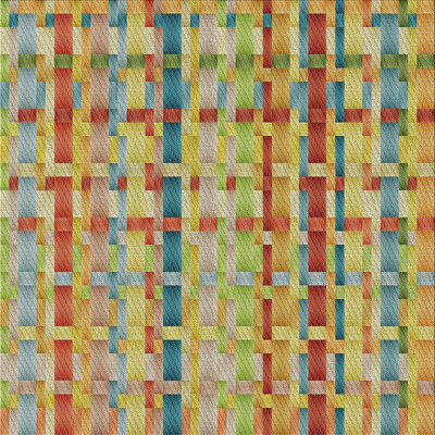 Tapis vert/orange à motifs