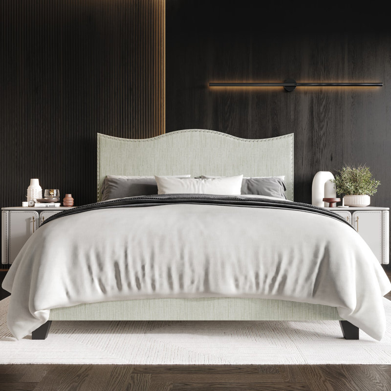 Upholstered Standard Bed, Queen, Light Gray