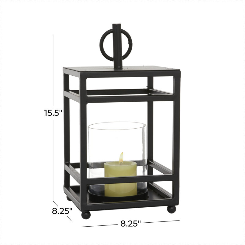Leora Iron Tabletop Candle Lantern, 15.5" H x 8.25" W x 8.3" D