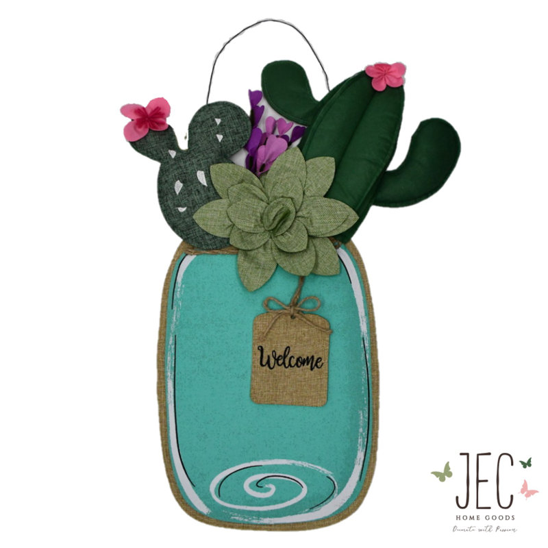 Décoration murale pot Mason Cactus