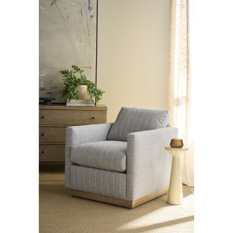 Allie Swivel Chair, Washed Oak, Federal Blue (RA251-52) Polyester Blend