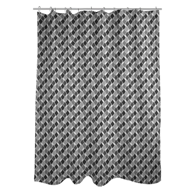 Rideau simple à motif de losanges Retro, Noir