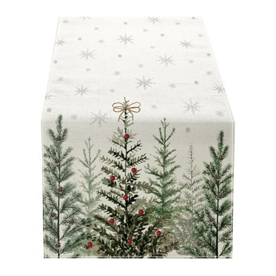 Christmas Tree Snowflakes Holiday Decoration Table Runner Seasonals Winter Red And Green Kitchen Table Decoration Suitable For Restaurant Party Decoration