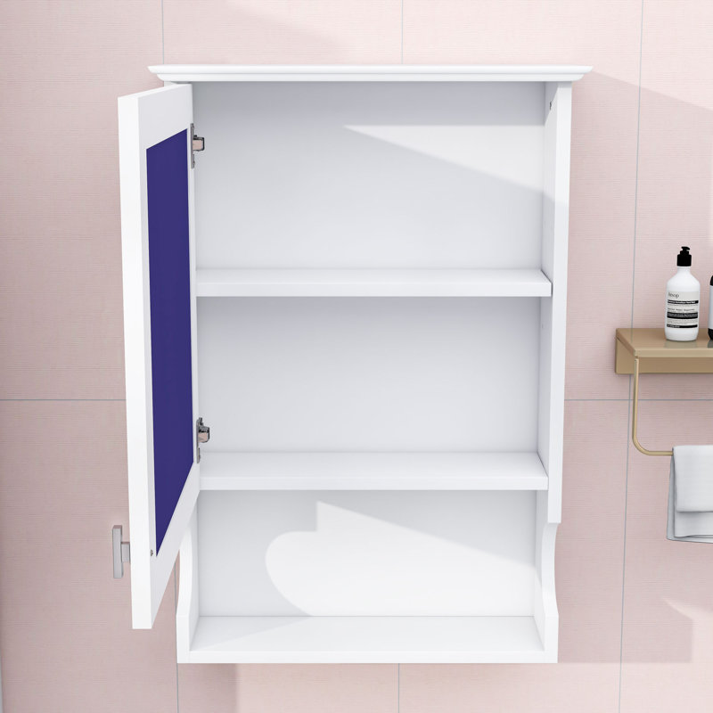 Armoire de rangement murale avec miroir, Blanc