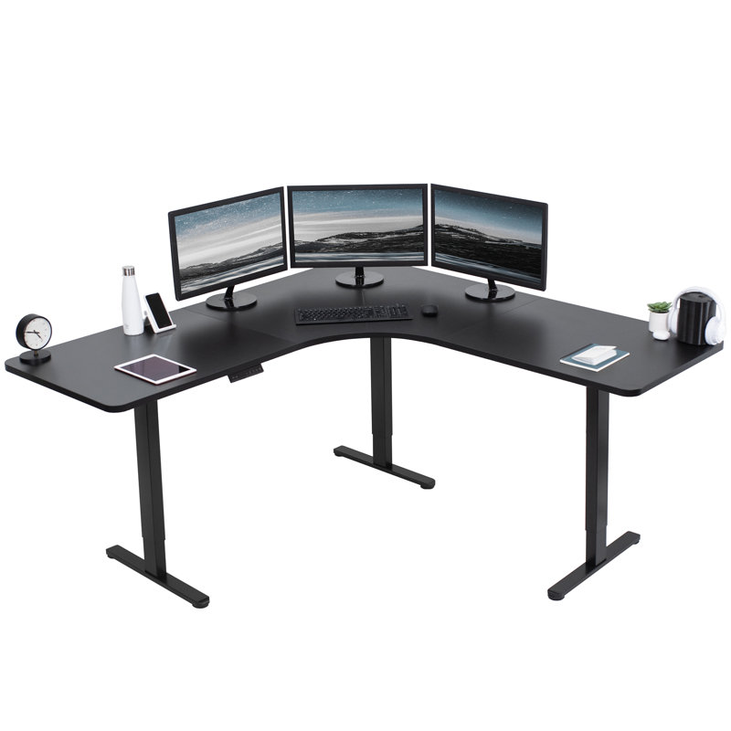 Bureau de coin courbé électrique 71 "x 71" VIVO (série E3CB2), Noir