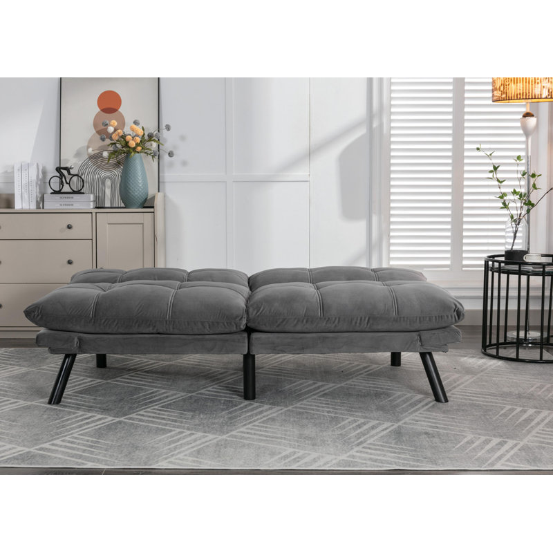 Canapé-lit convertible pliant moderne, canapé à 2 places avec accoudoirs réglables, Gris