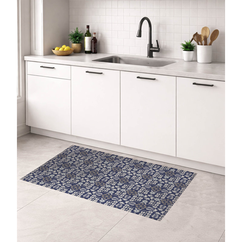 Madden Low Profile Kitchen Mat, Navy, Rectangle 7' x 5'