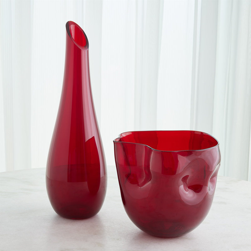 Tall Slant Handmade Glass Table Vase