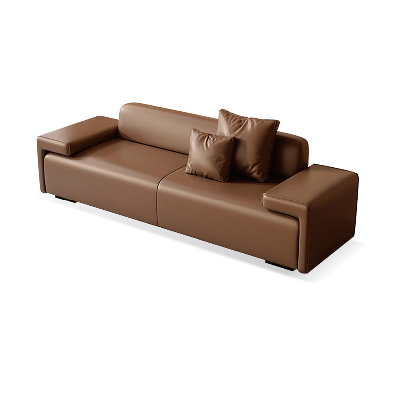 Banc long en cuir et chambre à coucher en cuir Coffee, Café