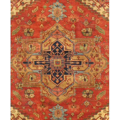 Canvello Serapi Hand-Knotted Rust Wool Area Rug- 9' X 12'